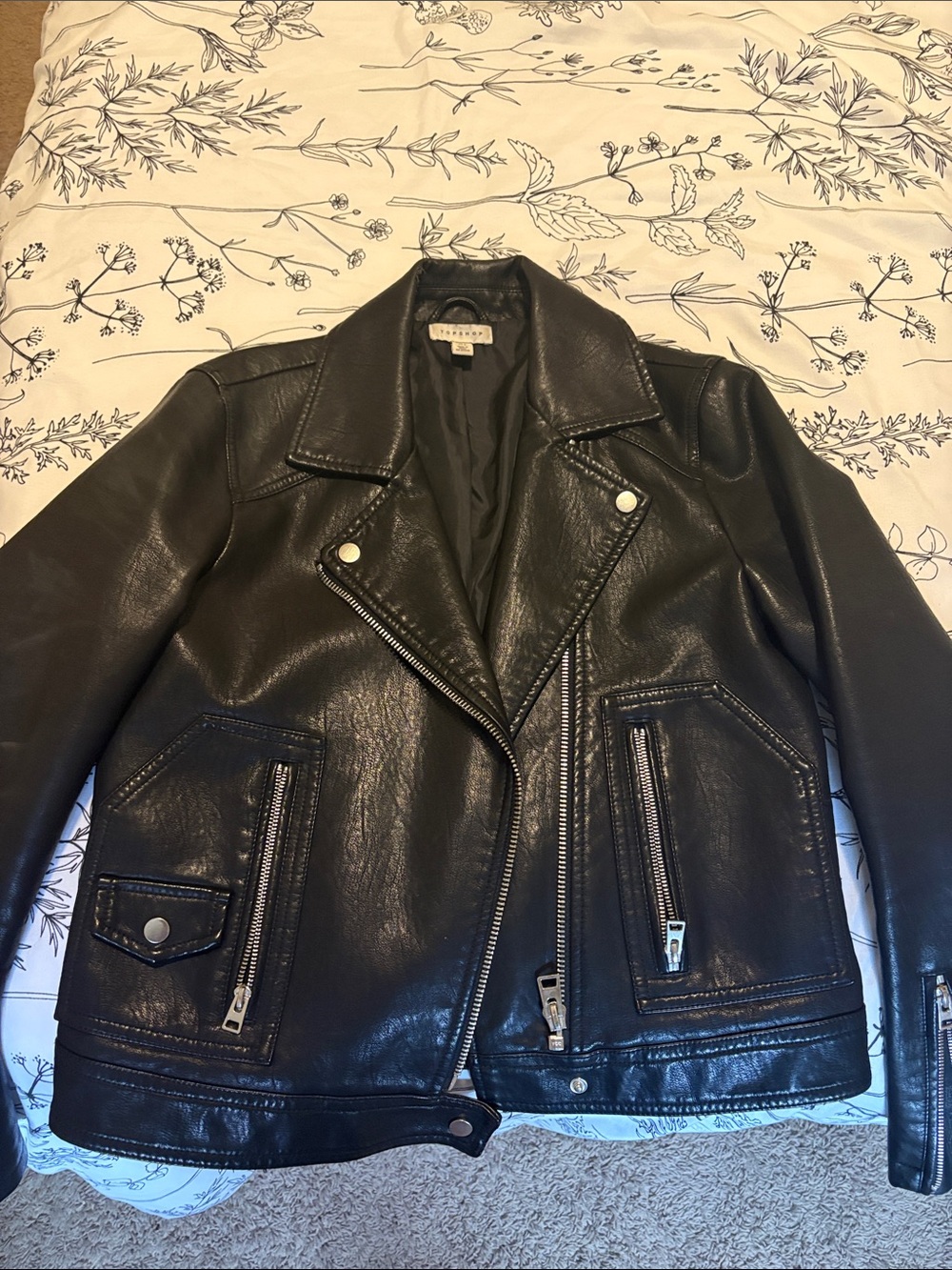 Topshop Black Leather Moto Jacket